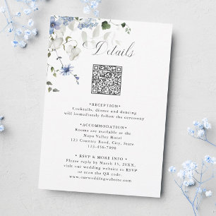 Cartão De Informações Detalhes de Casamento Floral Azul Branco Verde em