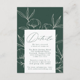 Cartão De Informações Detalhes de Casamento Floral Botânico Moderno Verd
