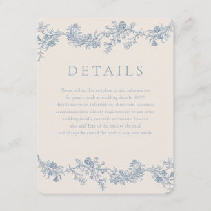 Cartão De Informações Detalhes de Casamento Floral Clássico Elegante Vin