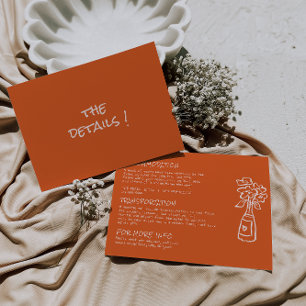 Cartão De Informações Detalhes de casamento floral colorido desenhado à 