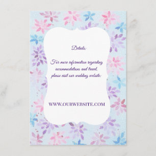 Cartão De Informações Detalhes de Casamento Floral com Aquarela de Lavan