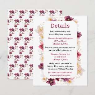 Cartão De Informações Detalhes de Casamento Floral de Hellebore de Inver