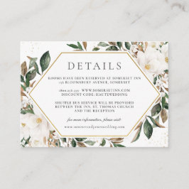 Cartão De Informações Detalhes de casamento floral de magnólia de marfim