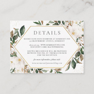 Cartão De Informações Detalhes de casamento floral de magnólia de marfim