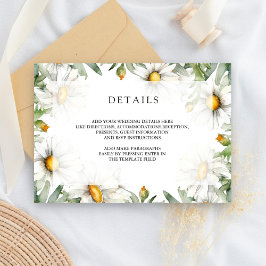 Cartão De Informações Detalhes de Casamento Floral de Margaridas Rústica