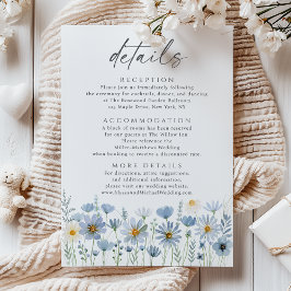 Cartão De Informações Detalhes de Casamento Floral de Sálvia Azul Empoei