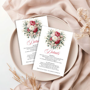 Cartão De Informações Detalhes de Casamento Floral Dourado Rústico Borgo