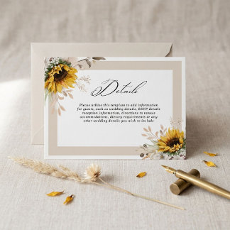 Cartão De Informações Detalhes de Casamento Floral Elegante de Outono