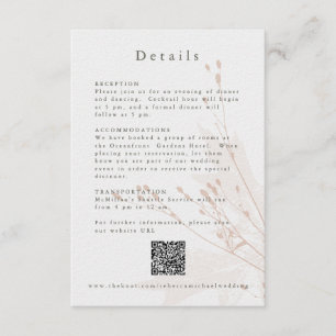 Cartão De Informações Detalhes de Casamento Floral em Aquarela com Rosa