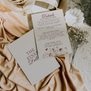 Cartão De Informações Detalhes de Casamento Floral em Aquarela Nouveau A
