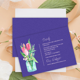 Cartão De Informações Detalhes de Casamento Floral em Jarro de Pedra Rox