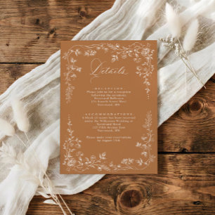 Cartão De Informações Detalhes de Casamento Floral Francês Vintage em Te