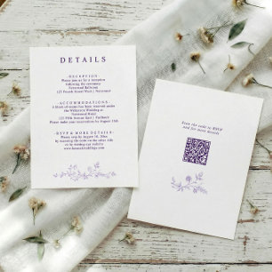 Cartão De Informações Detalhes de Casamento Floral Francês Vintage Lavan