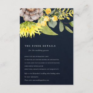 CARTÃO DE INFORMAÇÕES DETALHES DE CASAMENTO FLORAL GIRASSOL EUCALIPTO MA
