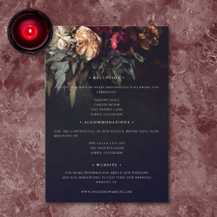 Cartão De Informações Detalhes de Casamento Floral Gótico Sombrio Românt