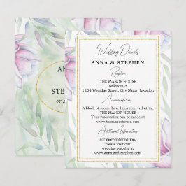 Cartão De Informações Detalhes de Casamento Floral Magnólia Elegante