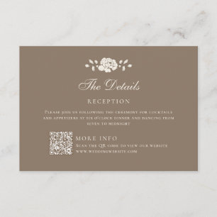 Cartão De Informações Detalhes de Casamento Floral Marrom Vintage