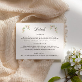 Cartão De Informações Detalhes de Casamento Floral Rococó em Aquarela El