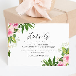 Cartão De Informações Detalhes de Casamento Floral Rosa Suave