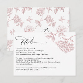 Cartão De Informações Detalhes de Casamento Floral Rosa Victorian Blush