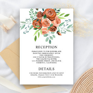Cartão De Informações Detalhes de Casamento Floral Terracota Rosas Terro