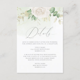 Cartão De Informações Detalhes de Casamento Floral Verde Elegante Modern
