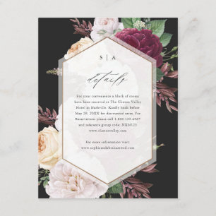 Cartão De Informações Detalhes de Casamento Floral Vintage Acomodações
