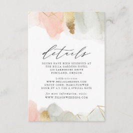Cartão De Informações Detalhes de Casamento Geométrico de Blush & Sage W