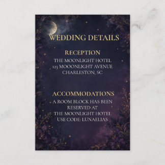 Cartão De Informações Detalhes de Casamento Gótico Celestial Editáveis e