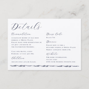 Cartão De Informações Detalhes de Casamento Ilustração Onda Script Elega