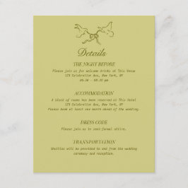 Cartão De Informações Detalhes de Casamento Ilustrados com Aves