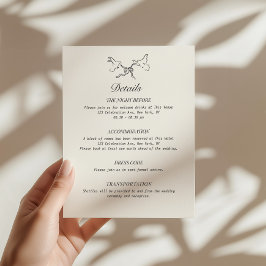 Cartão De Informações Detalhes de Casamento Ilustrados Pássaros