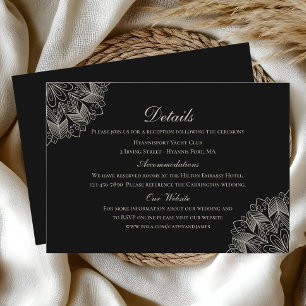 Cartão De Informações Detalhes de Casamento Indiano Boho Preto Mandala E