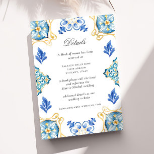 Cartão De Informações Detalhes de Casamento Italiano em Aquarela Formal