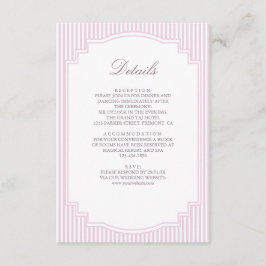 Cartão De Informações Detalhes de Casamento Listrados de Lavanda Pastel