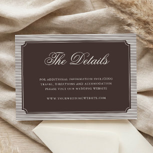 Cartão De Informações Detalhes de casamento listrados marrons elegantes