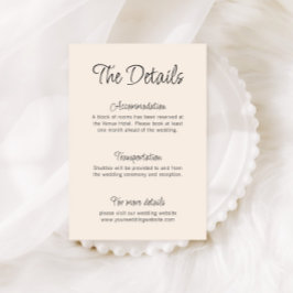 Cartão De Informações Detalhes de Casamento Manuscrito Quirky