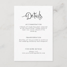 Cartão De Informações Detalhes de Casamento Manuscrito Quirky