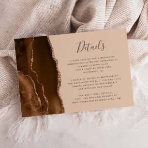 Cartão De Informações Detalhes de Casamento Marrom Mocha Dourado Ágata B