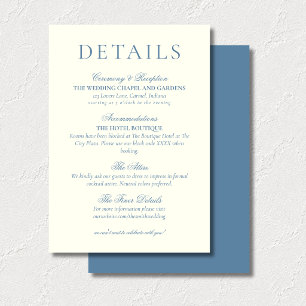 Cartão De Informações Detalhes de Casamento Minimalista Azul Empoeirado