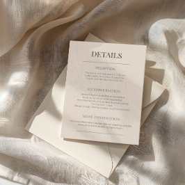 Cartão De Informações Detalhes de Casamento Minimalista Café Suave