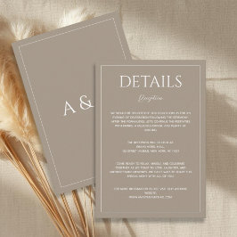 Cartão De Informações Detalhes de casamento minimalista castanho claro m