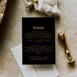 Cartão De Informações Detalhes de Casamento Minimalista Clássico Preto e