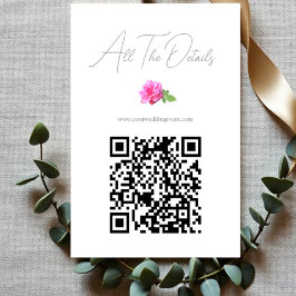 Cartão De Informações Detalhes de Casamento Minimalista Clássico Rosa Ro