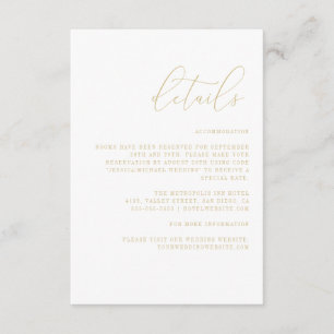 Cartão De Informações Detalhes de casamento minimalista com monograma el