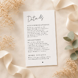 Cartão De Informações Detalhes de Casamento Minimalista Elegante