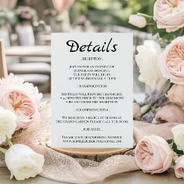 Cartão De Informações Detalhes de Casamento Minimalista Elegante