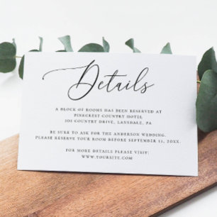 Cartão De Informações Detalhes de Casamento Minimalista Elegante com Rot