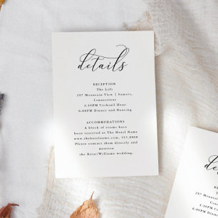 Cartão De Informações Detalhes de Casamento Minimalista Elegante Editáve