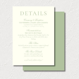 Cartão De Informações Detalhes de Casamento Minimalista em Verde Sálvia